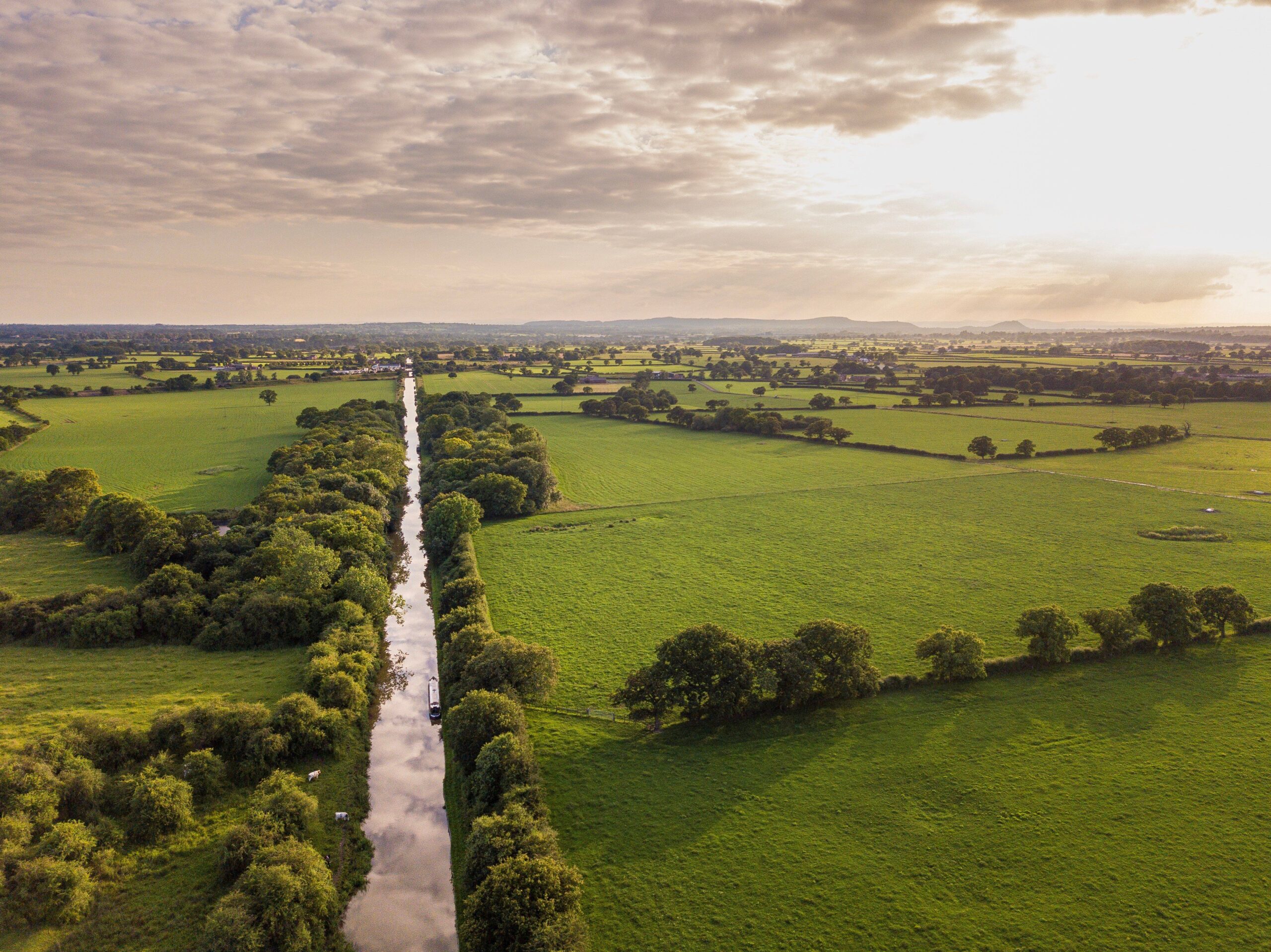 Aerial view of the Cheshire countryside — Manners Pimblett Solicitors serve clients across Cheshire from offices in Poynton and Cheadle